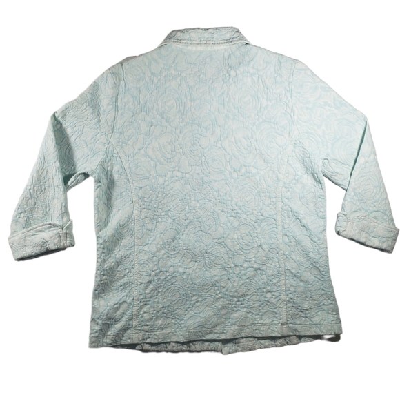 Focus Textured Button Down 3/4 Sleeve Jacket Size Small - Picture 3 of 13